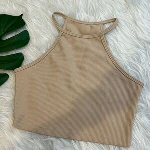 CSB tan halter crop top size S
